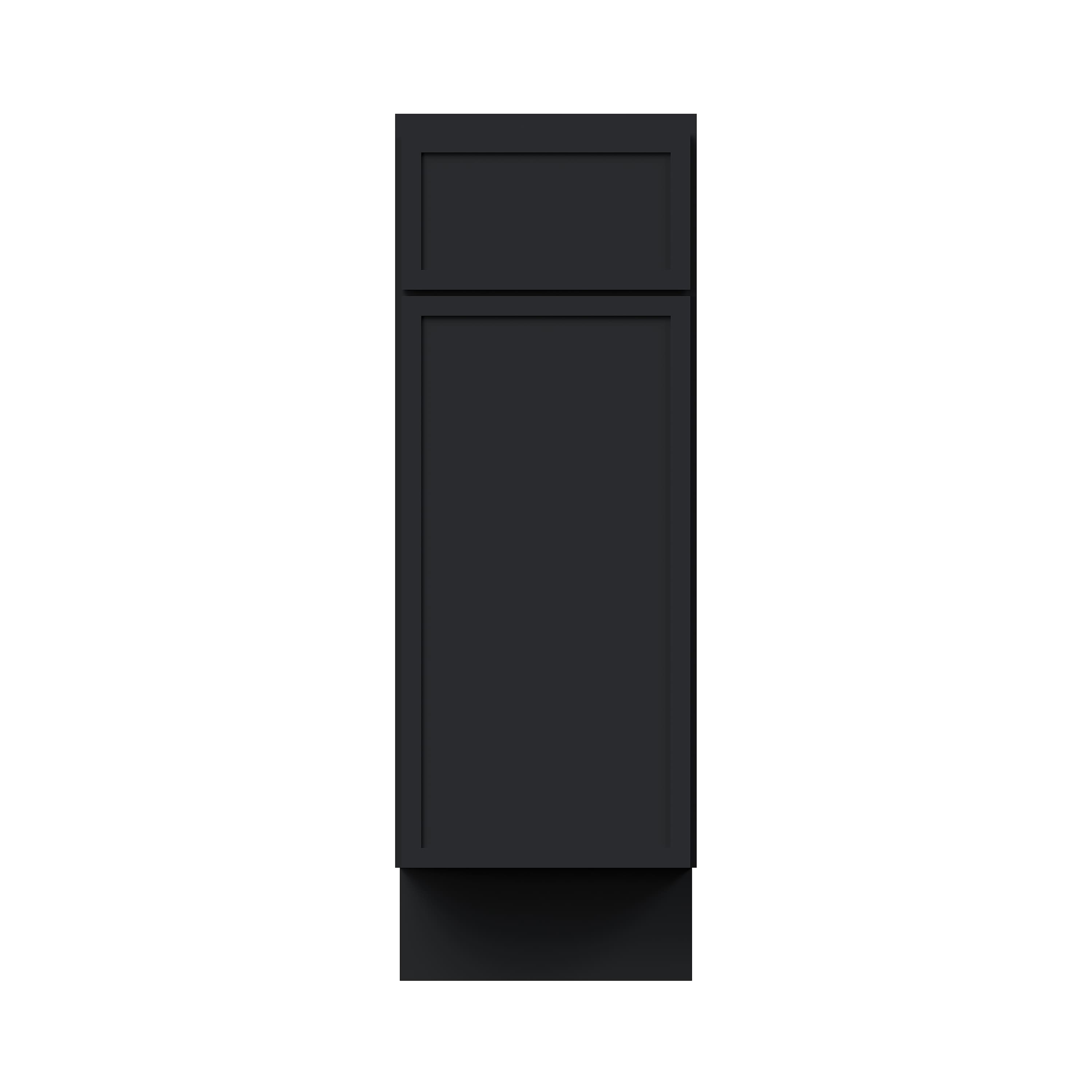 Slim Ebony Black Shaker RTA 12"/15"/18"/21"W x 34.5"H x 24"D Standard Base Cabinet with 1 Drawer and 1 Door