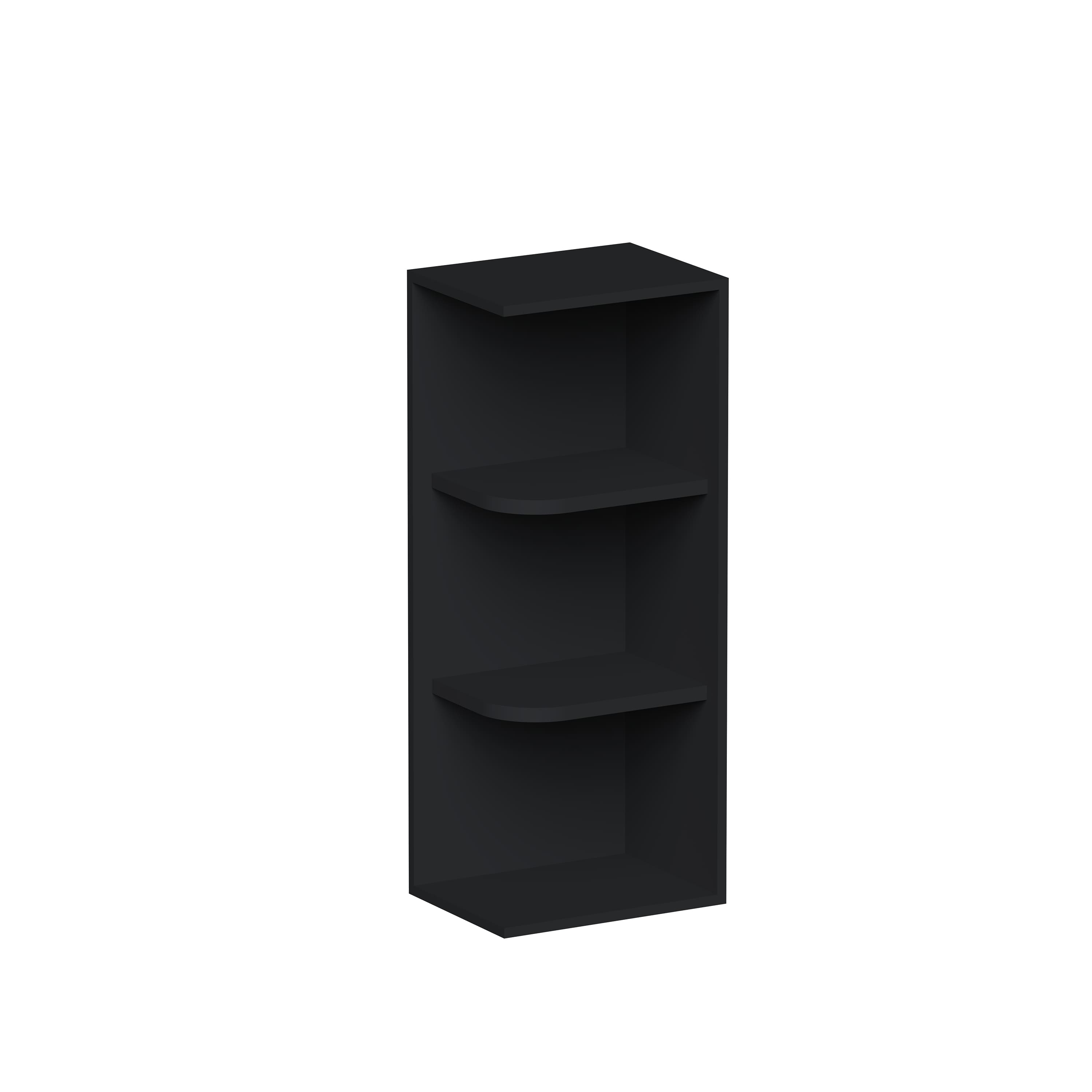 Slim Ebony Black Shaker RTA 12"W x 30"/36"/42"H x 9"D Wall Open Shelf with 3/4 Layers