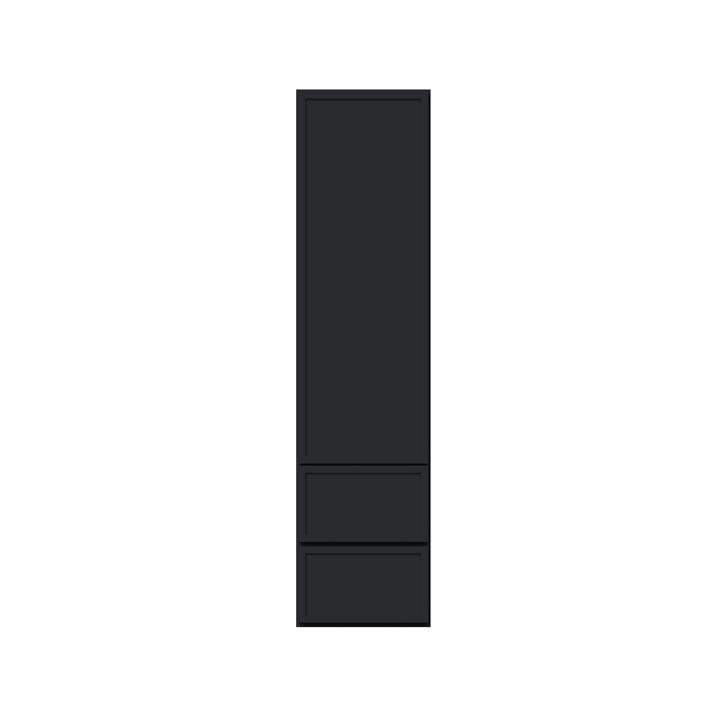 Slim Ebony Black Shaker RTA 15"W x 60"H x 12"D Tall Counter Linen Cabinet with 1 Door and 2 Drawers