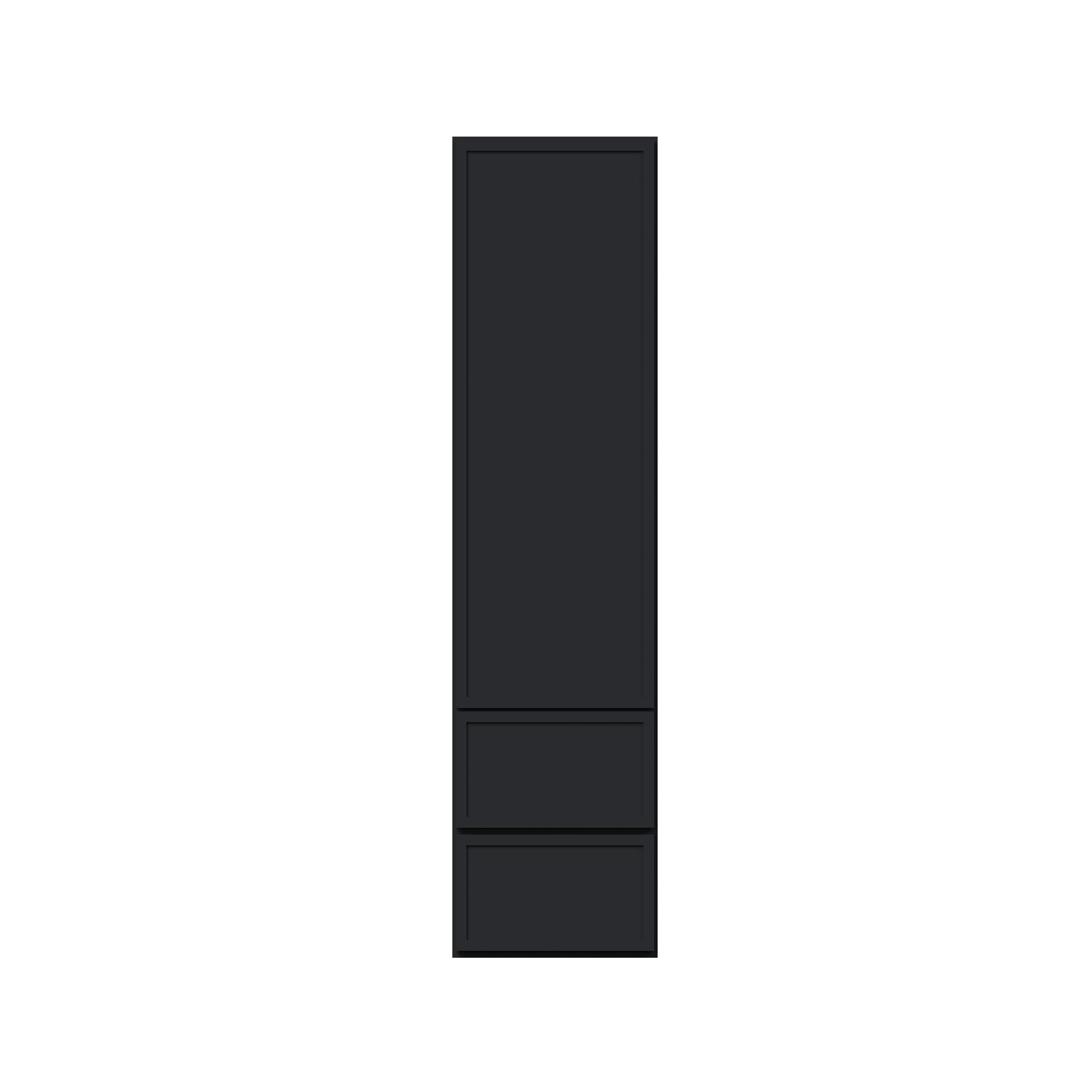 Slim Ebony Black Shaker RTA 15"W x 60"H x 12"D Tall Counter Linen Cabinet with 1 Door and 2 Drawers