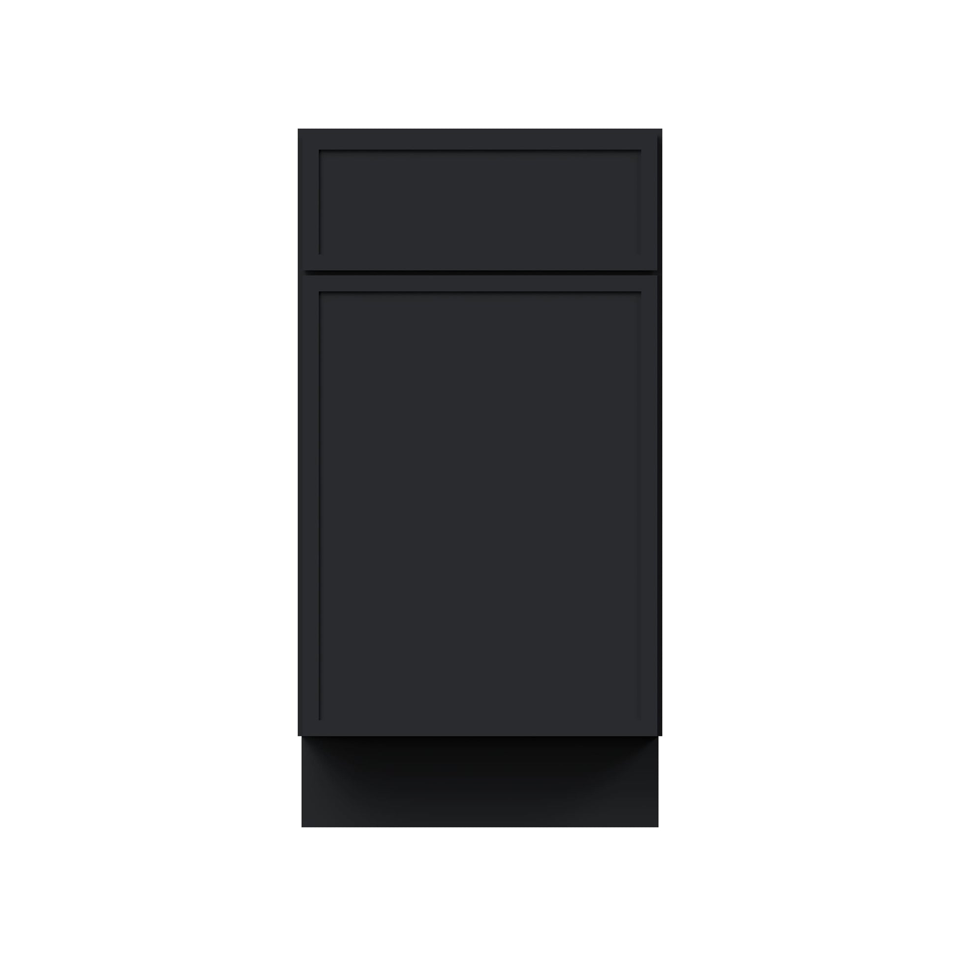 Slim Ebony Black Shaker RTA 18"W x 34.5"H x 24"D Waste Basket Base Cabinet with 1 Drawer and 1 Door