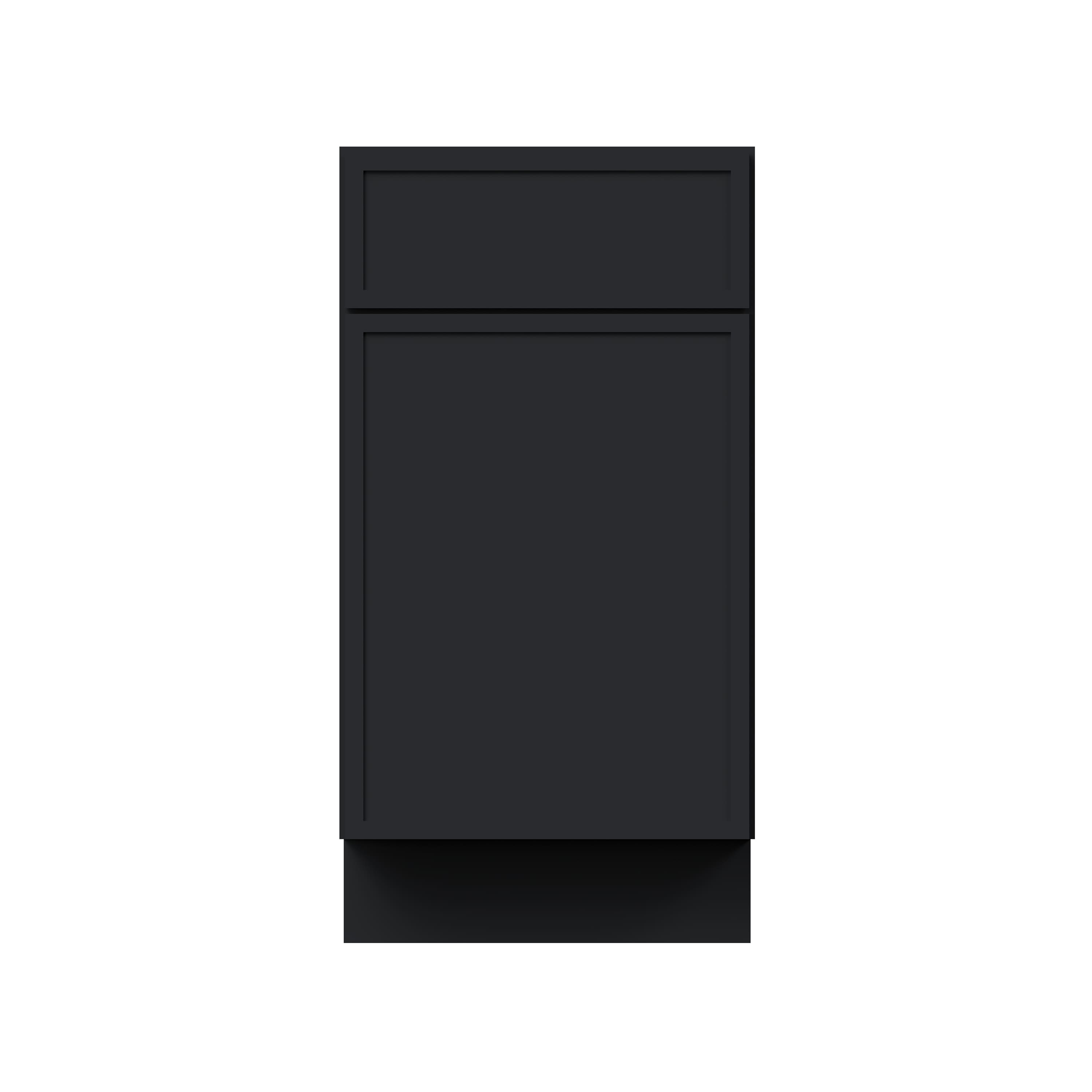 Slim Ebony Black Shaker RTA 18"W x 34.5"H x 24"D Waste Basket Base Cabinet with 1 Drawer and 1 Door
