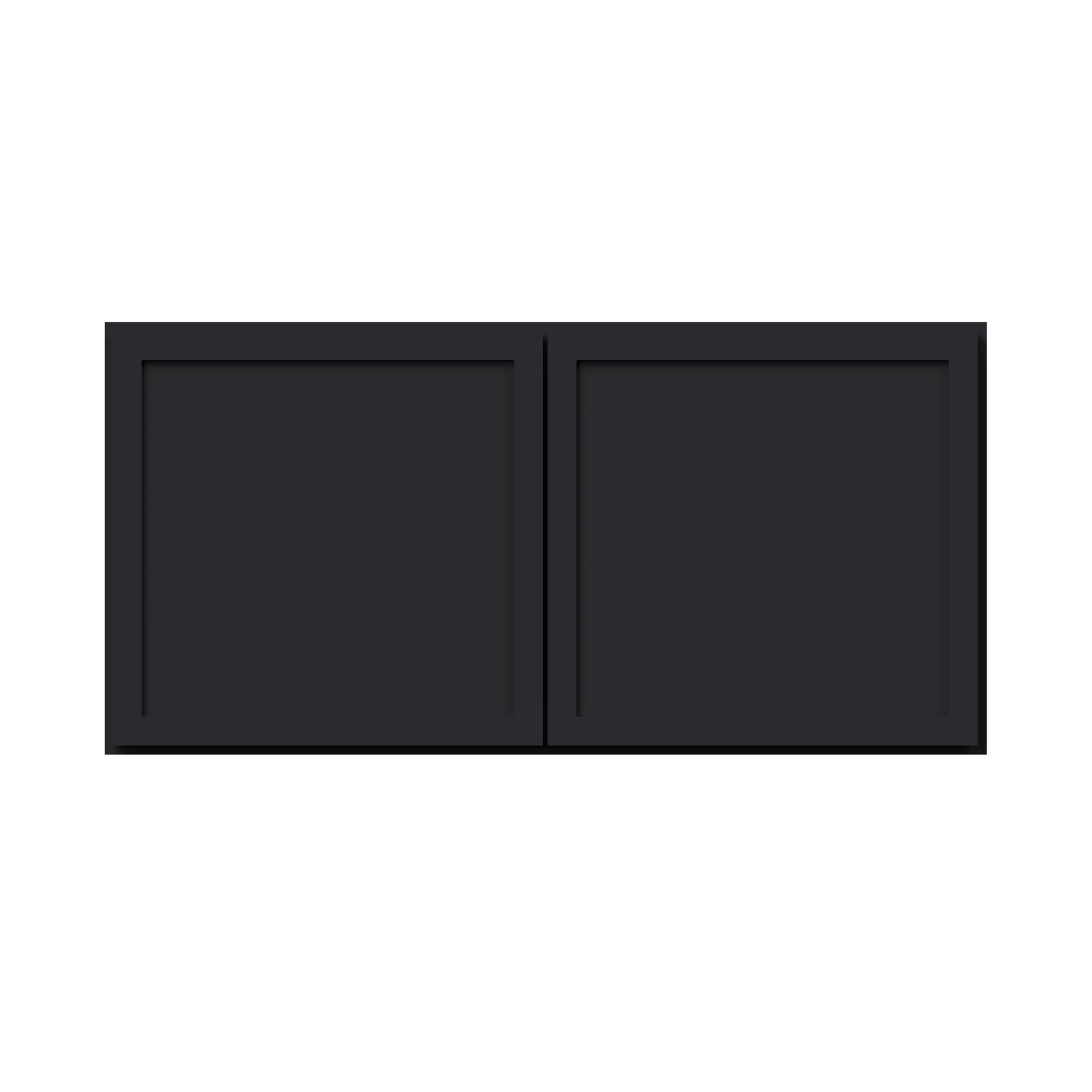 Slim Ebony Black Shaker RTA 24"-36"W x 12"-24"H x 12"D 17-Size Short Wall Cabinet with 2 Doors