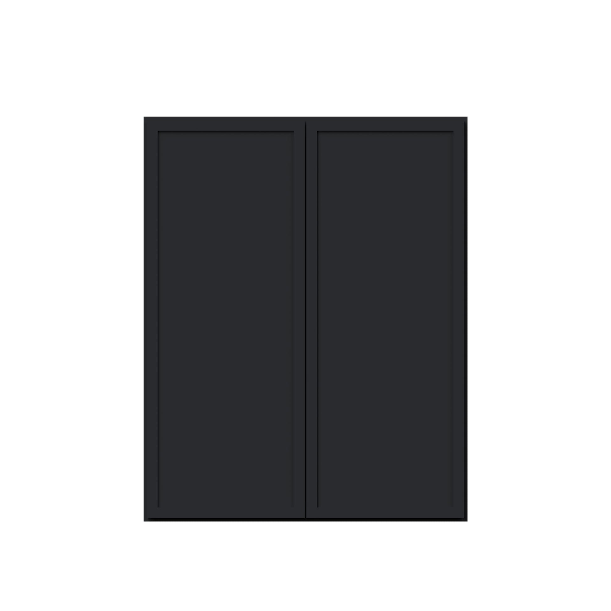 Slim Ebony Black Shaker RTA 24"-36"W x 30"/36"/42"H x 12"D 15-Size Standard Wall Cabinet with 2 Doors