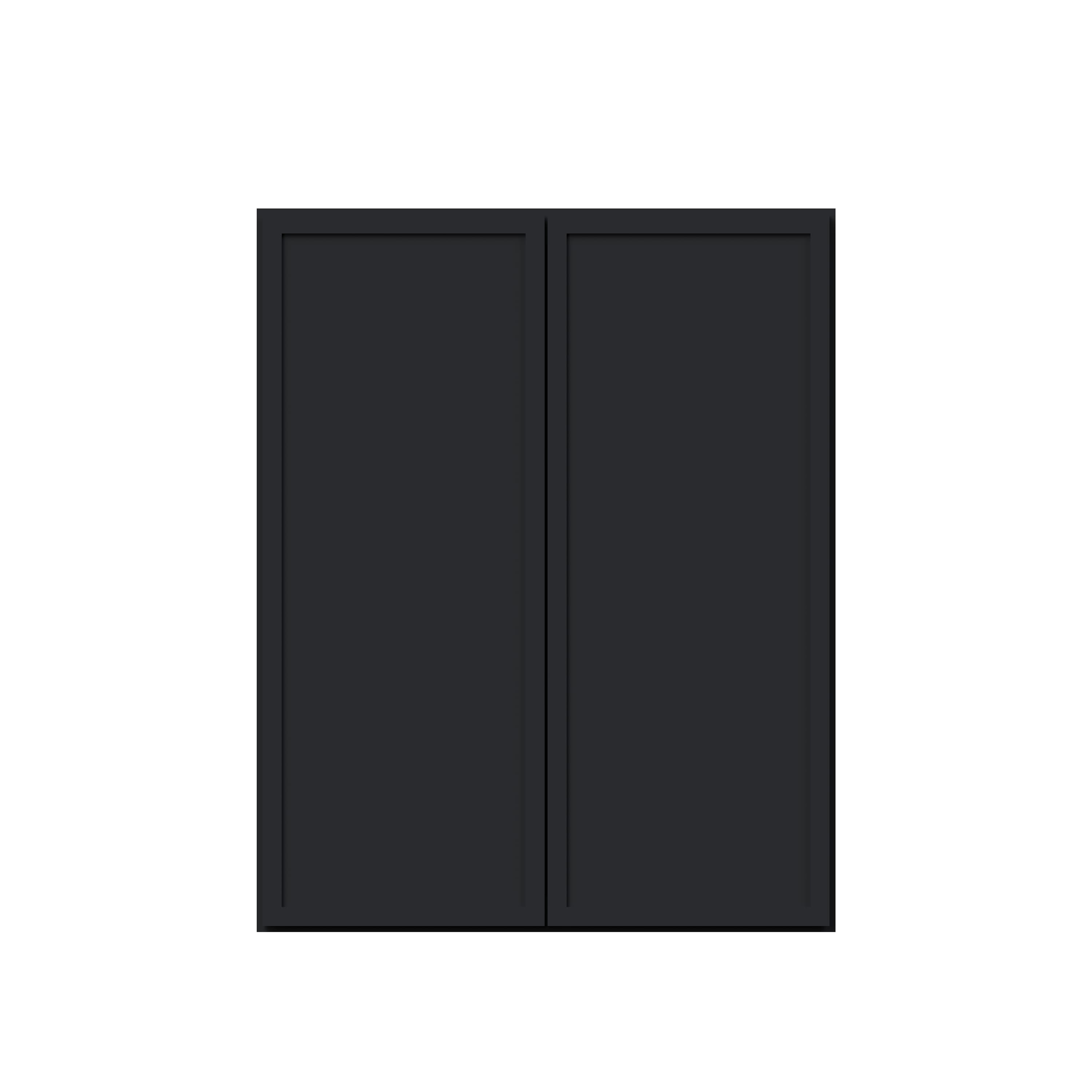 Slim Ebony Black Shaker RTA 24"-36"W x 30"/36"/42"H x 12"D 15-Size Standard Wall Cabinet with 2 Doors