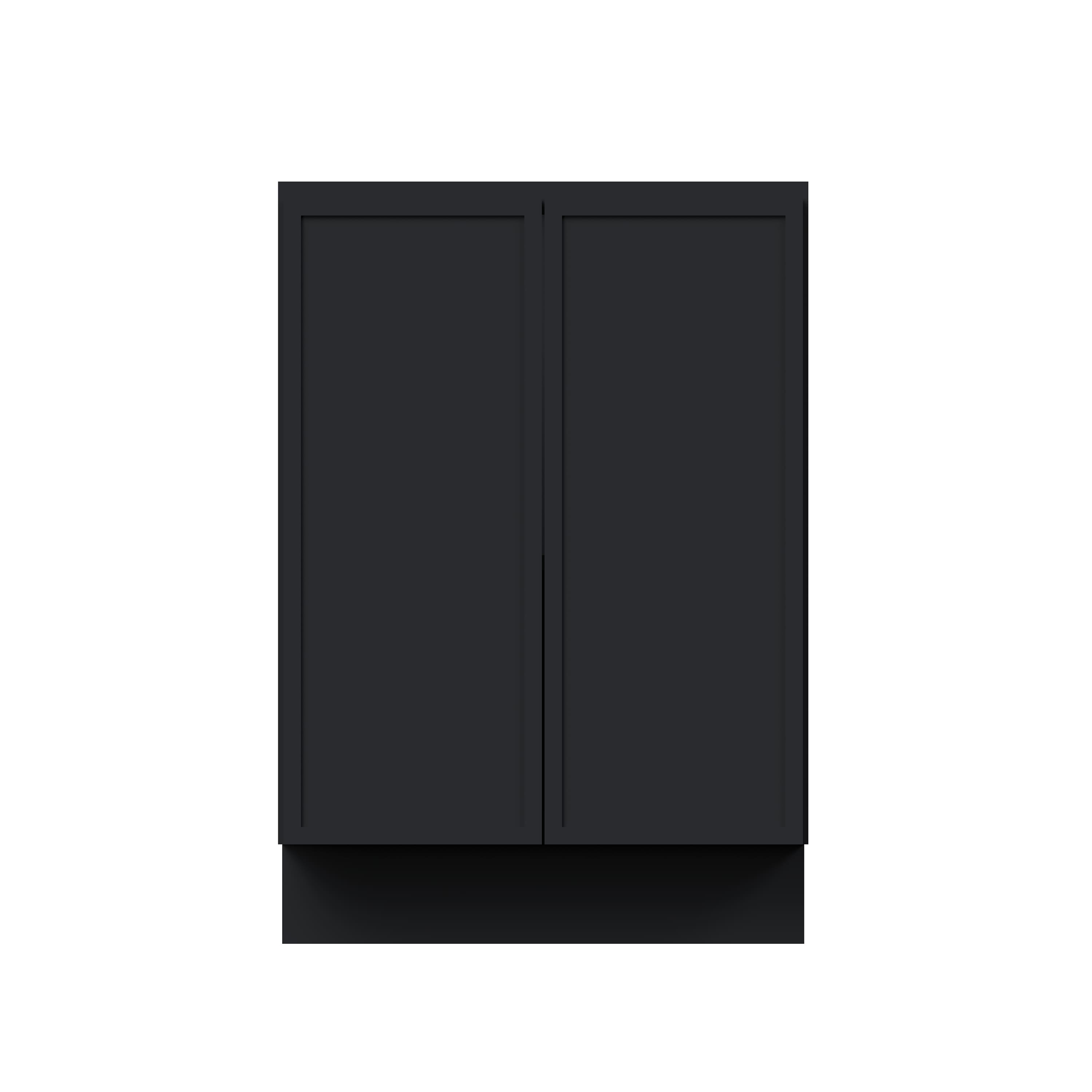 Slim Ebony Black Shaker RTA 24"-36"W x 34.5"H x 24"D 5-Size Full Height Door Base Cabinet with 2 Doors