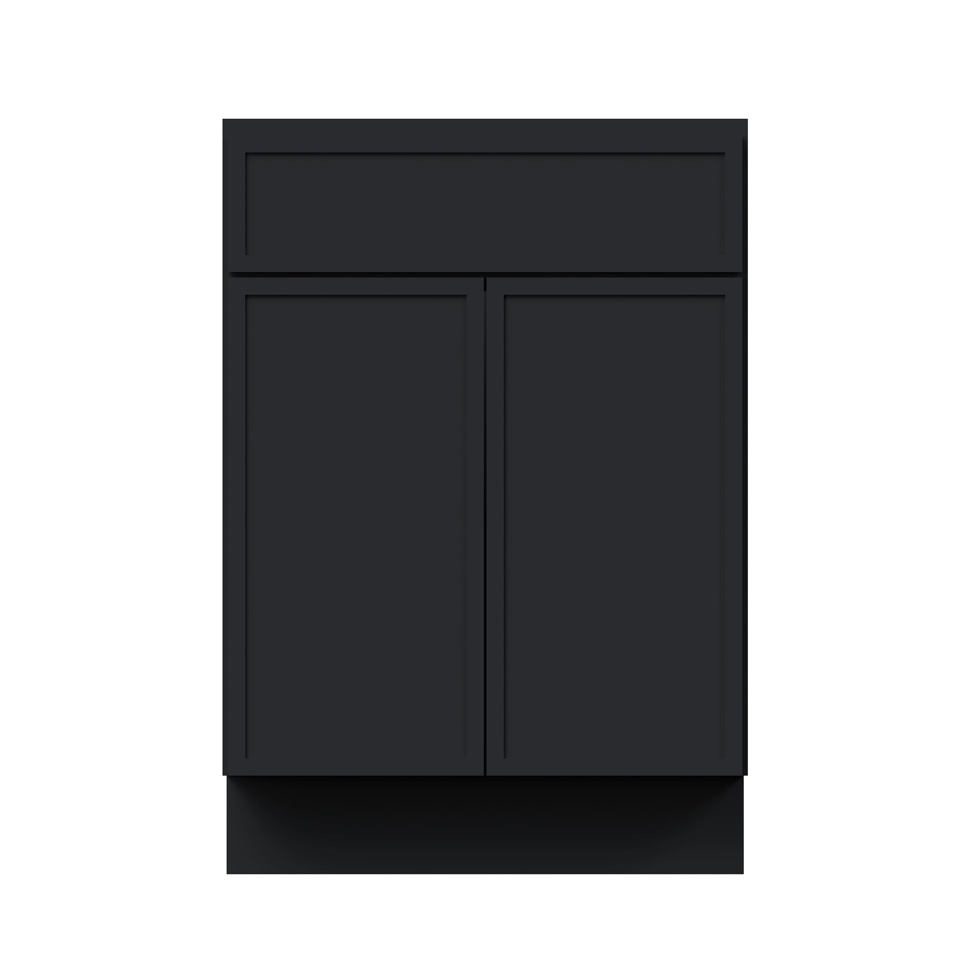 Slim Ebony Black Shaker RTA 24"/27"/30"W x 34.5"H x 24"D Standard Base Cabinet with 1 Drawer and 2 Doors
