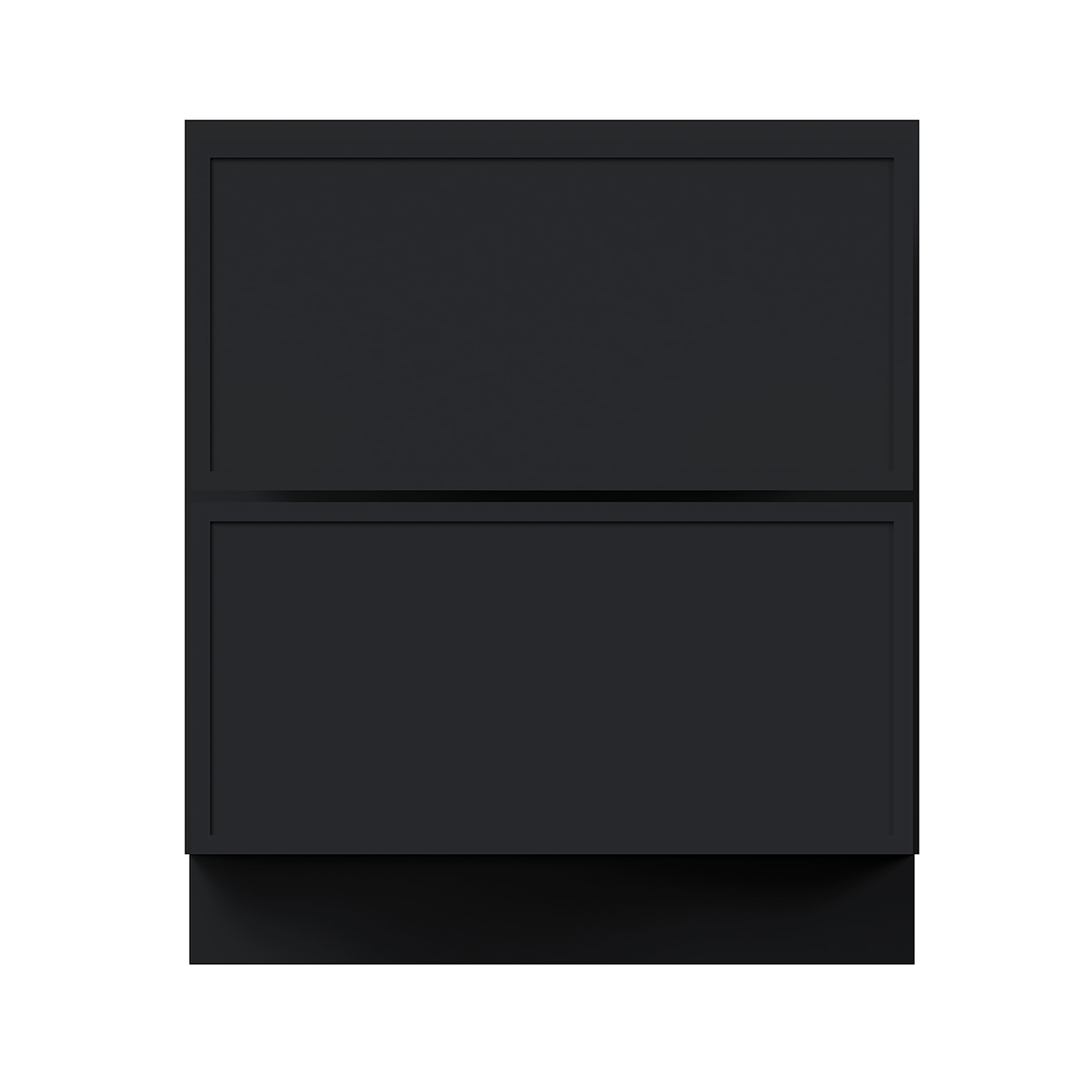 Slim Ebony Black Shaker RTA 30"/33"/36"W x 34.5"H x 24"D Drawer Base Cabinet with 2 Drawers