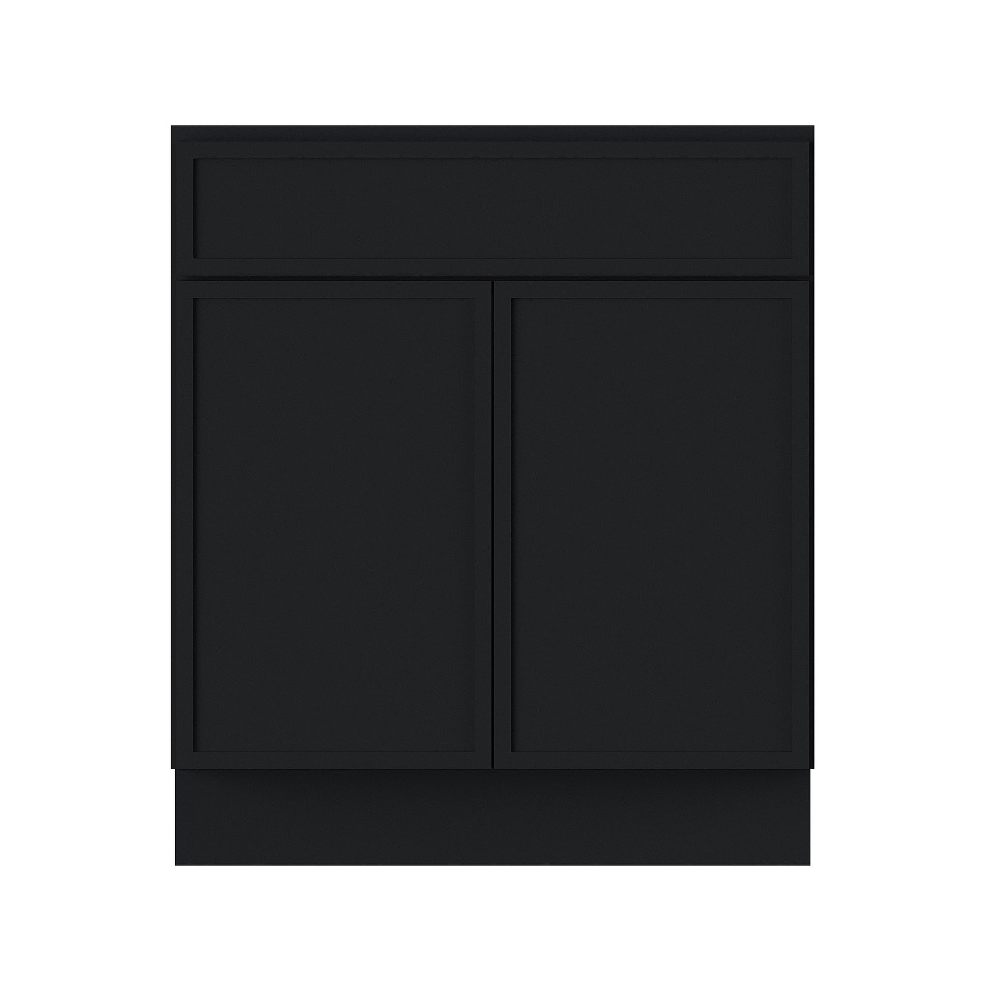 Slim Ebony Black Shaker RTA 30"/36"W x 34.5"H x 24"D Sink Base Cabinet with 2 Doors