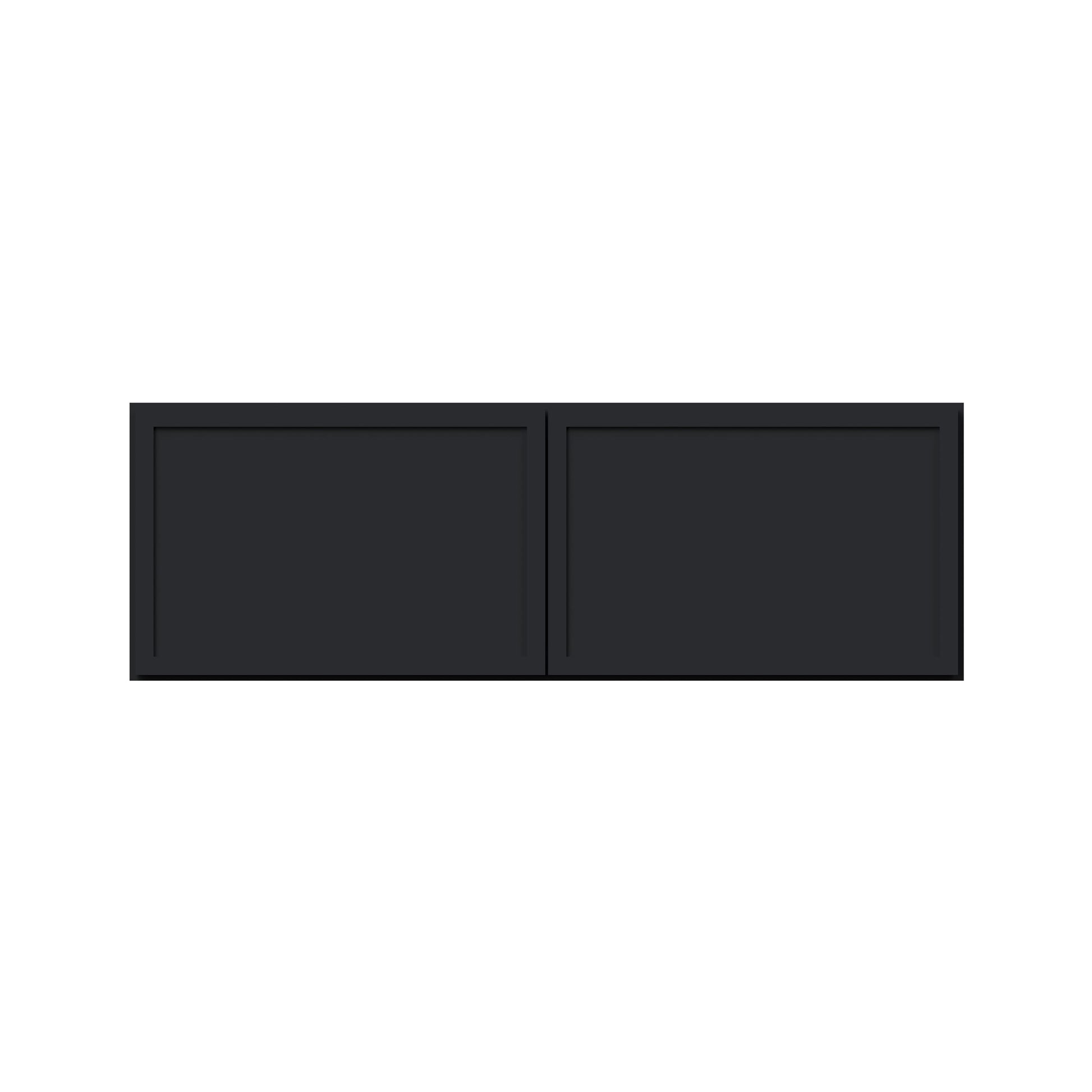 Slim Ebony Black Shaker RTA 36"W x 12"/15"/18"/24"H x 27"D Deep Wall Cabinet with 2 Doors