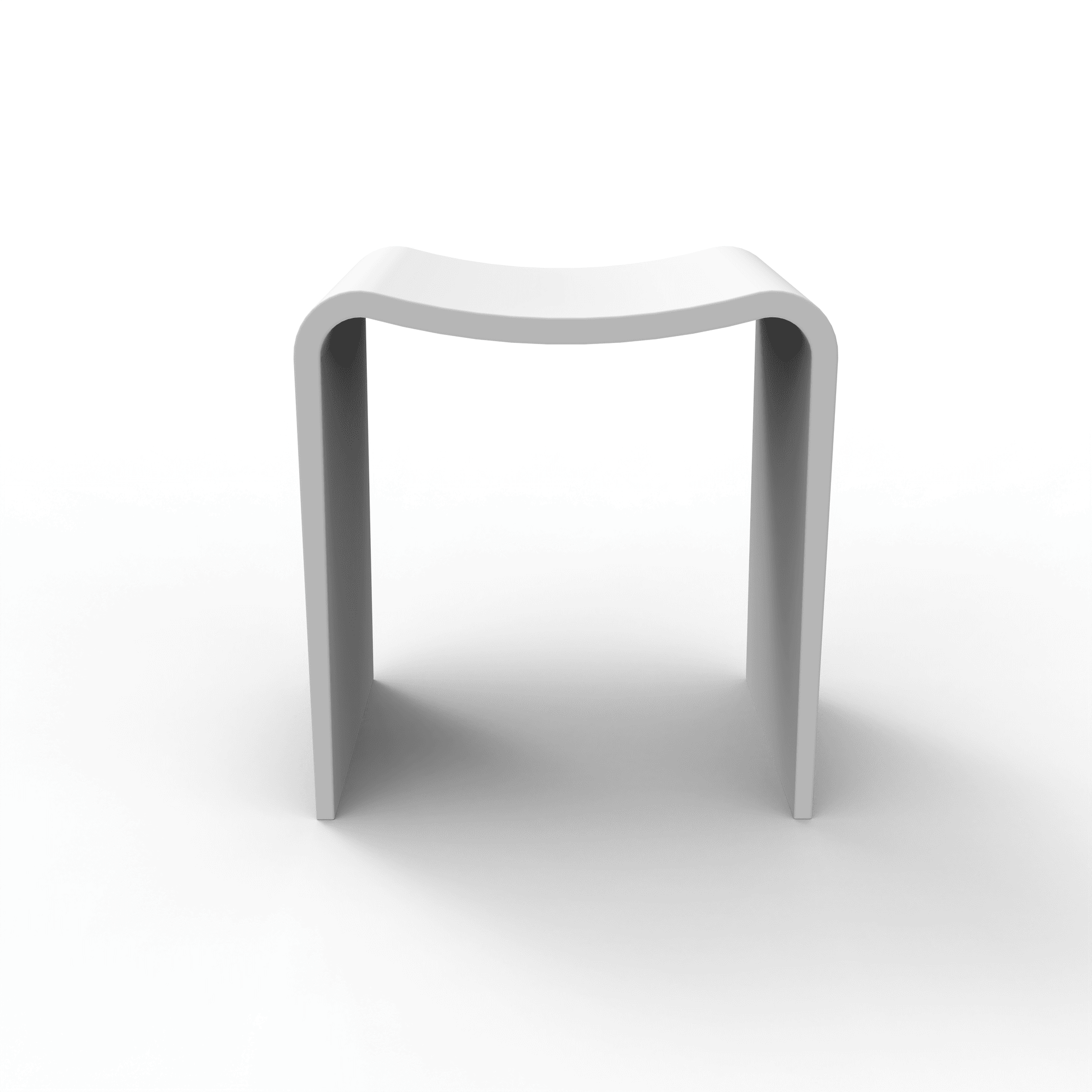 Solid Surface U-Shaped Shower Stool in Matte White / Matte Black