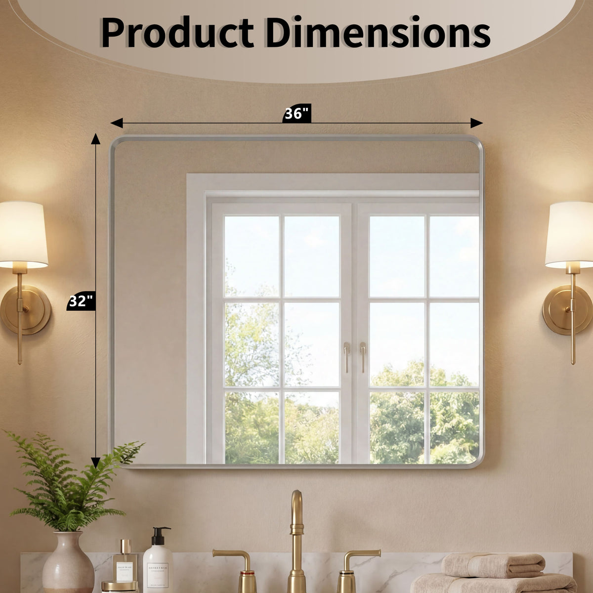 Golden/Silver Framed Tempered Glass Bathroom Mirror with HD Reflection