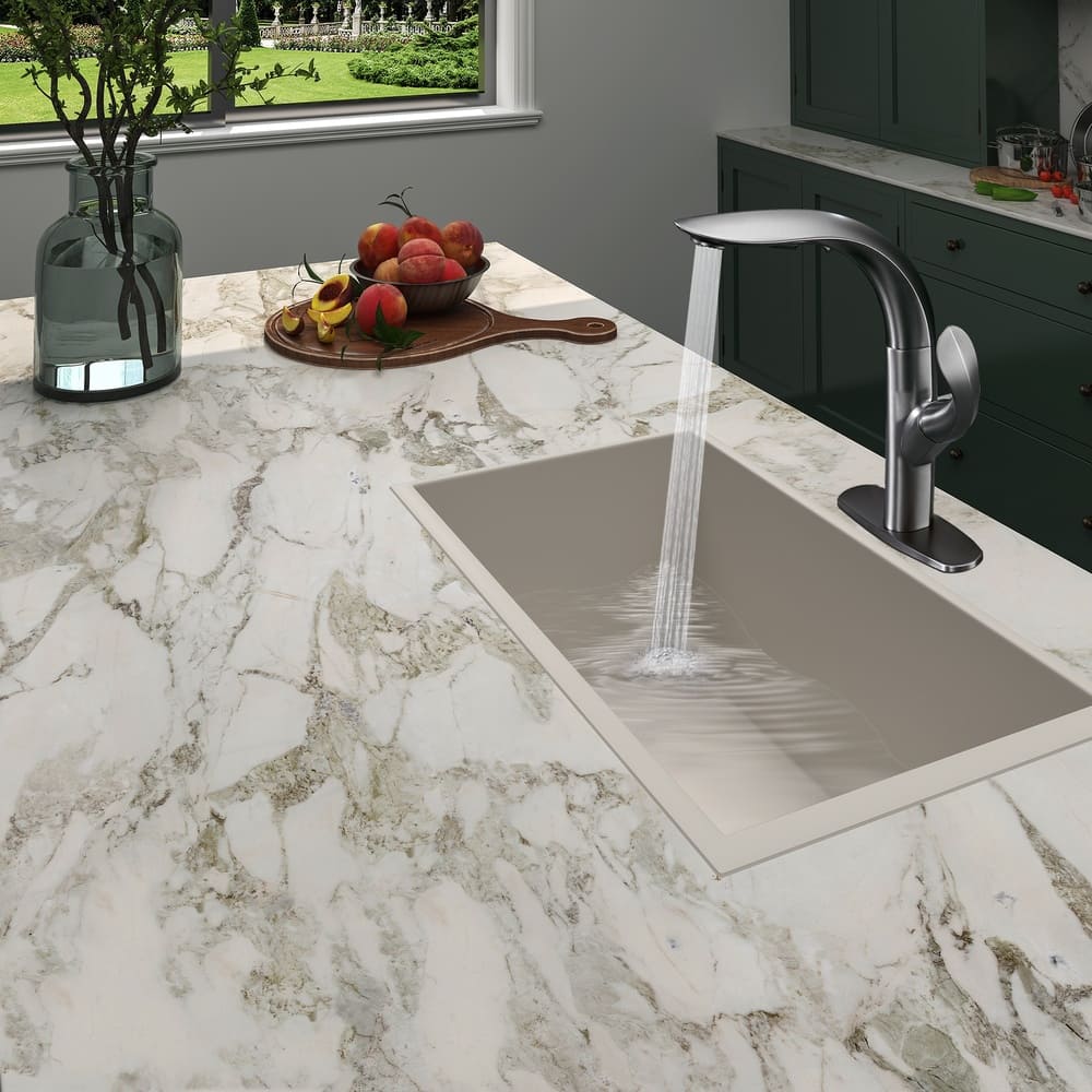 Gun Black Pull-Down Kitchen Faucet with 360° Swivel and Dual Spray Modes