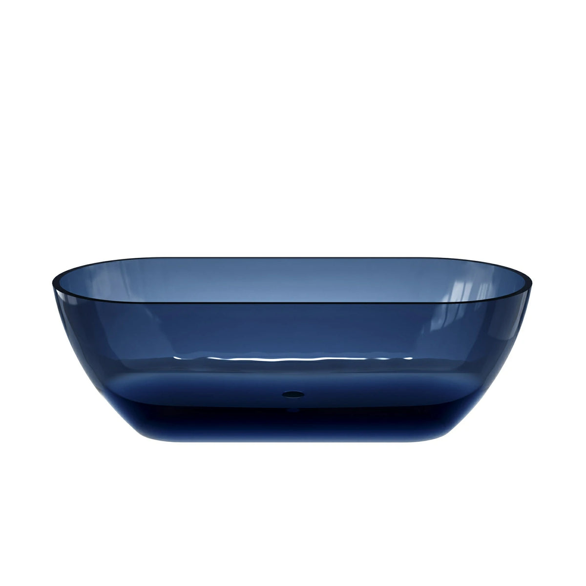 68.9" Modern Oval Freestanding Bathtub, Translucent Grey Blue Deep Soaking Tub for Bathroom