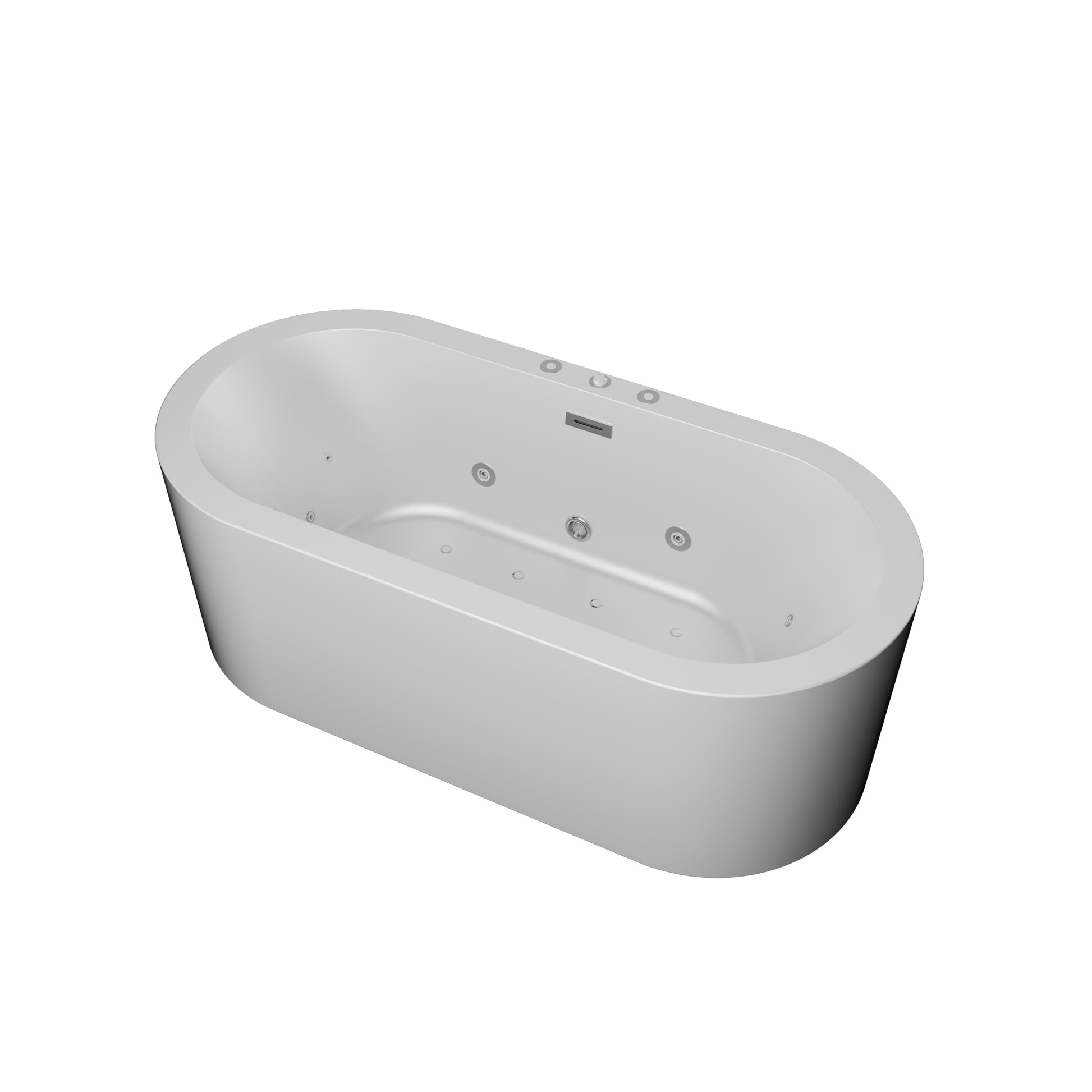 CasaCrylic 67" Luxury Freestanding Oval Whirlpool Baths with Dual Jet Therapy & Chromotherapy Lighting