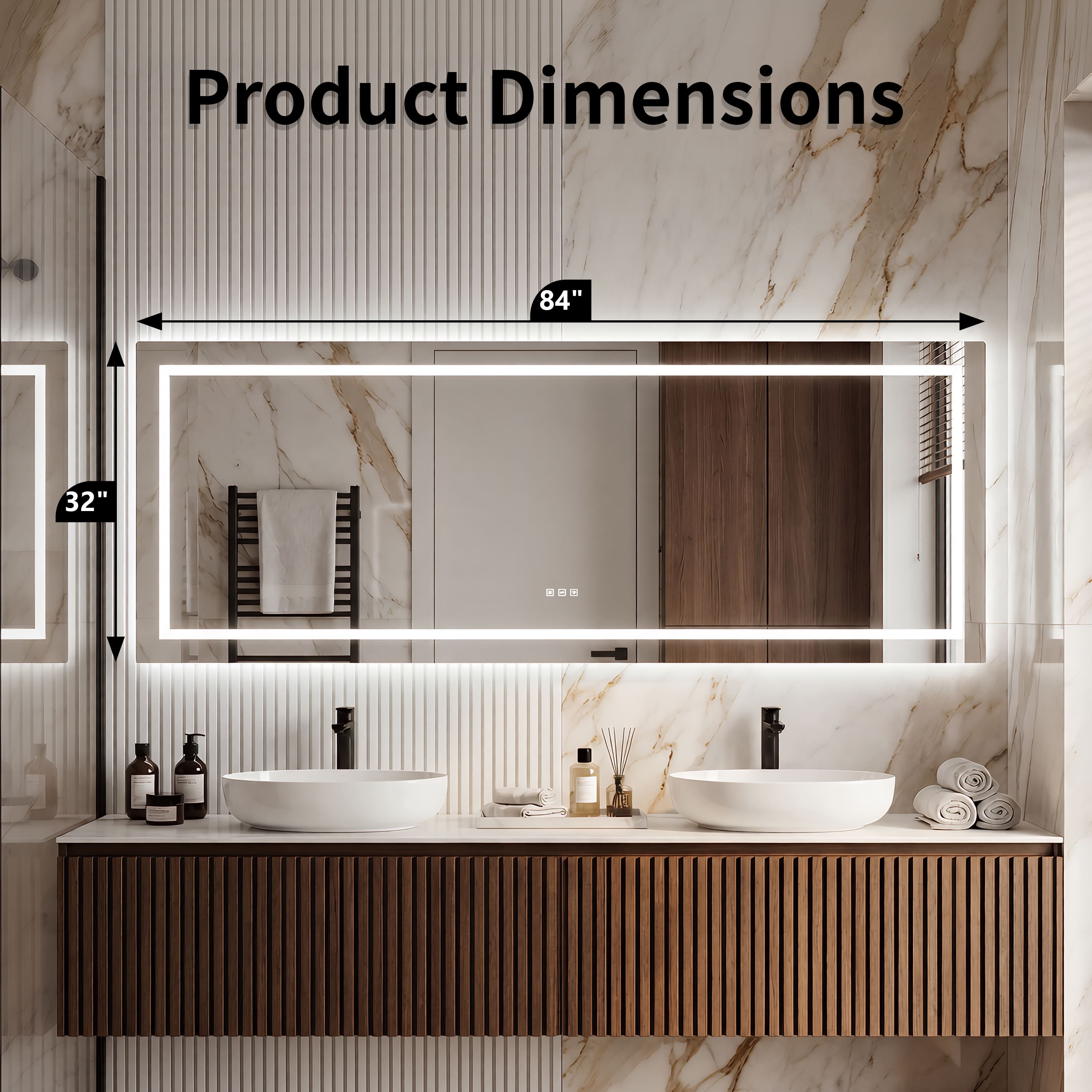 Dual Lighting LED Bathroom Mirror with Touch Dimming, Anti Fog