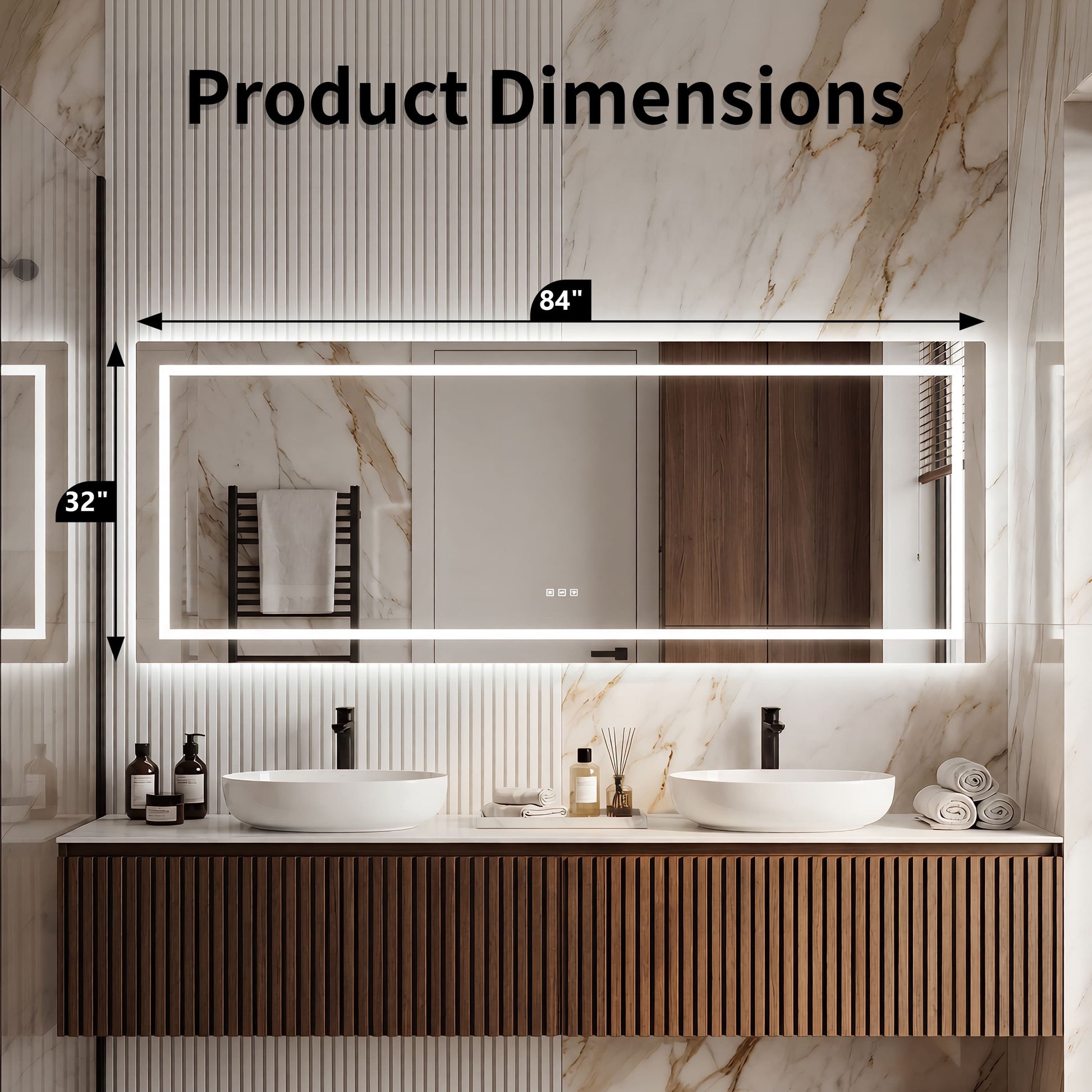 Dual Lighting LED Bathroom Mirror with Touch Dimming, Anti Fog