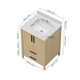 24"/36" Single Sink Bathroom Vanity with Light Natural Wood & Marble Top