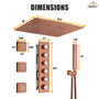 20*24'' Rectangle Shower System With 4 Sprays Modes & 3 Body Jets