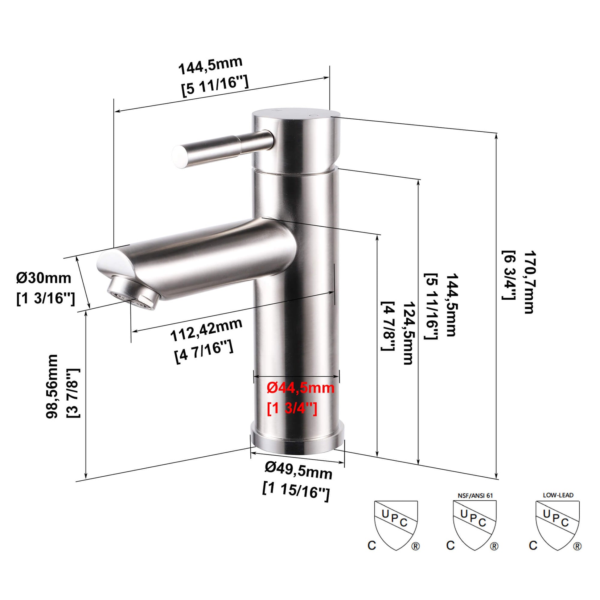Casainc Brushed Nickel 1-Handle Commercial Freestanding Sink Faucet