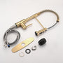 Pull Down Sprayer Spring Kitchen Sink Faucet Brushed Gold