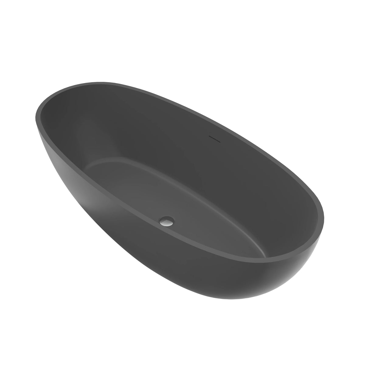 65.2" Matte Gray Solid Surface Freestanding Soaking Bathtub