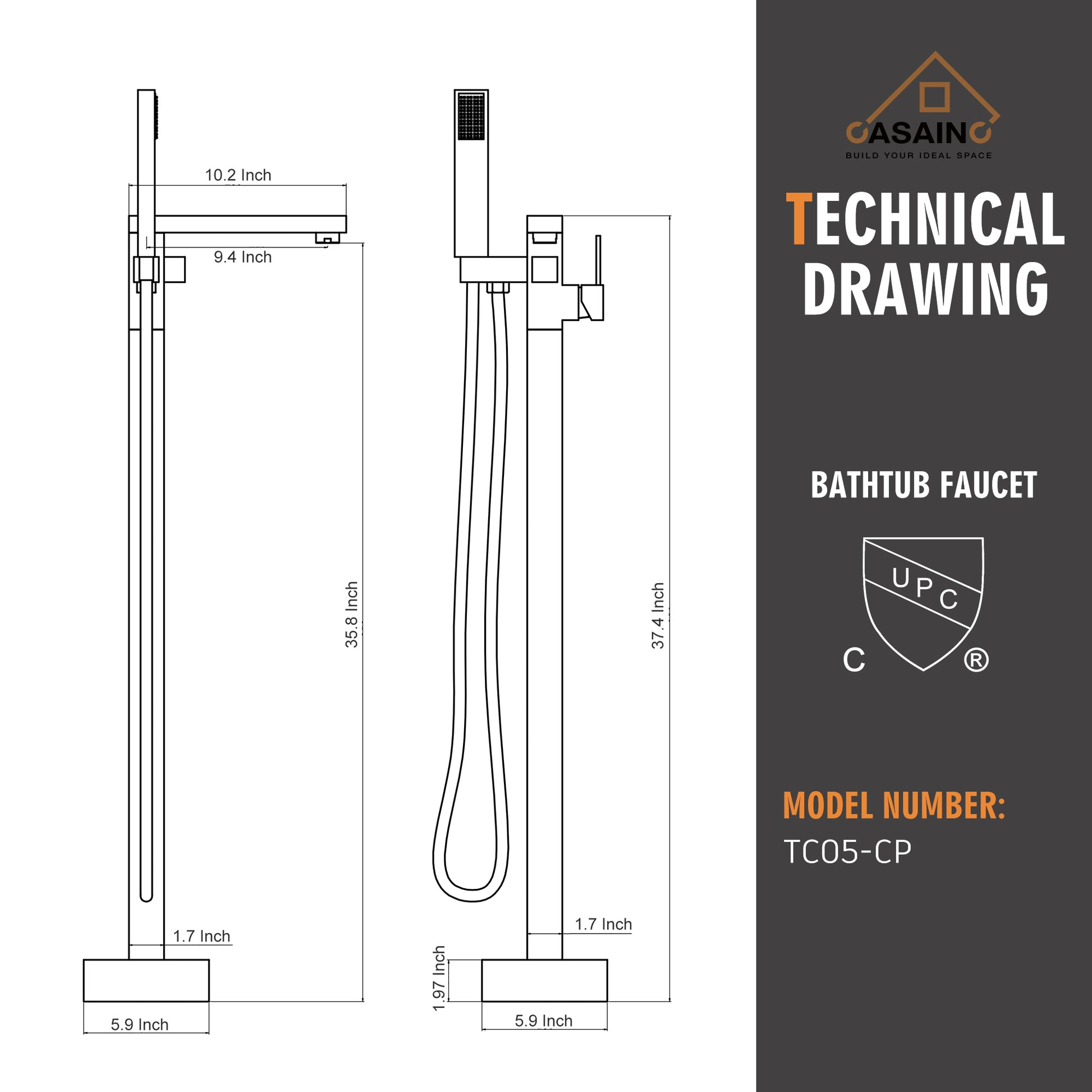 CASAINC Bathroom Tub Filler with Hand Shower in Brushed Nickel and More