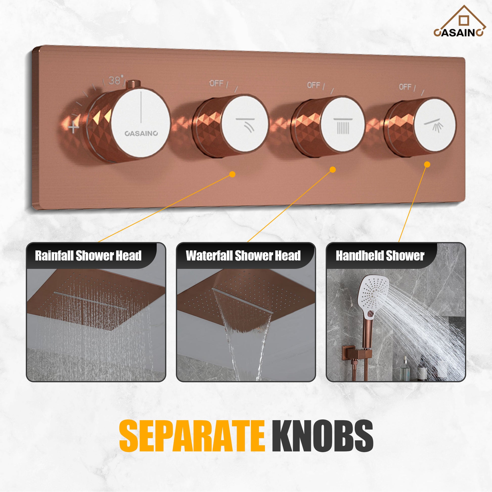 16'' Concealed Multi-Function Shower System 3-Spray Modes Showerhead