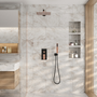 10” Rose Gold and Black Wall-Mounted Shower System with Handheld Shower
