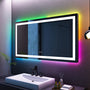 Tempered RGB LED Bathroom Mirror with Smart Controls & Anti-Fog