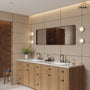 Wall-Mounted Vanity Mirror with Matte Black Metal Frame