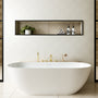 C-Shaped Curved Design 3-Handle Roman Bathtub Faucet with Hand Shower
