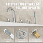 3-Handle Deck-Mounted Waterfall Roman Tub Faucet with Hand Shower
