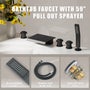 3-Handle 5 Holes Deck-Mounted Bathtub Faucet with Handheld Shower