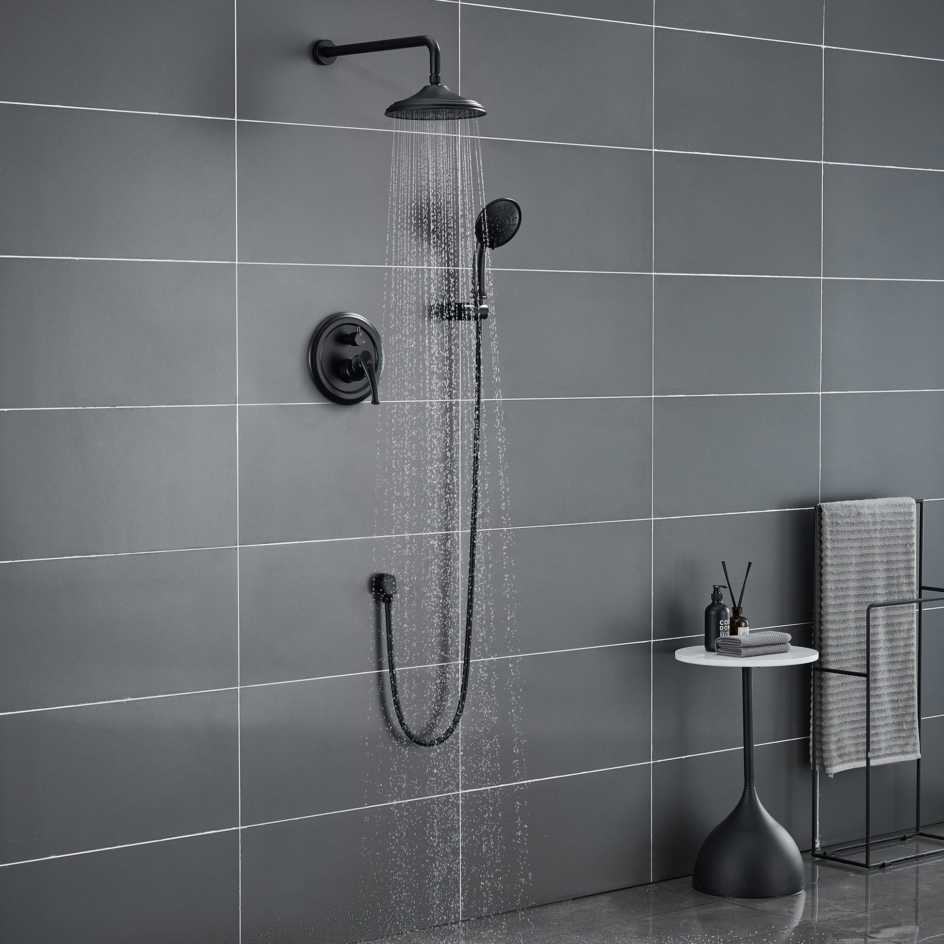 8.3" Wall-mounted Rain Shower System with Handheld & Valve Included