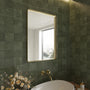 Tempered Glass Wall-Mounted Mirror with Gold Metal Frame