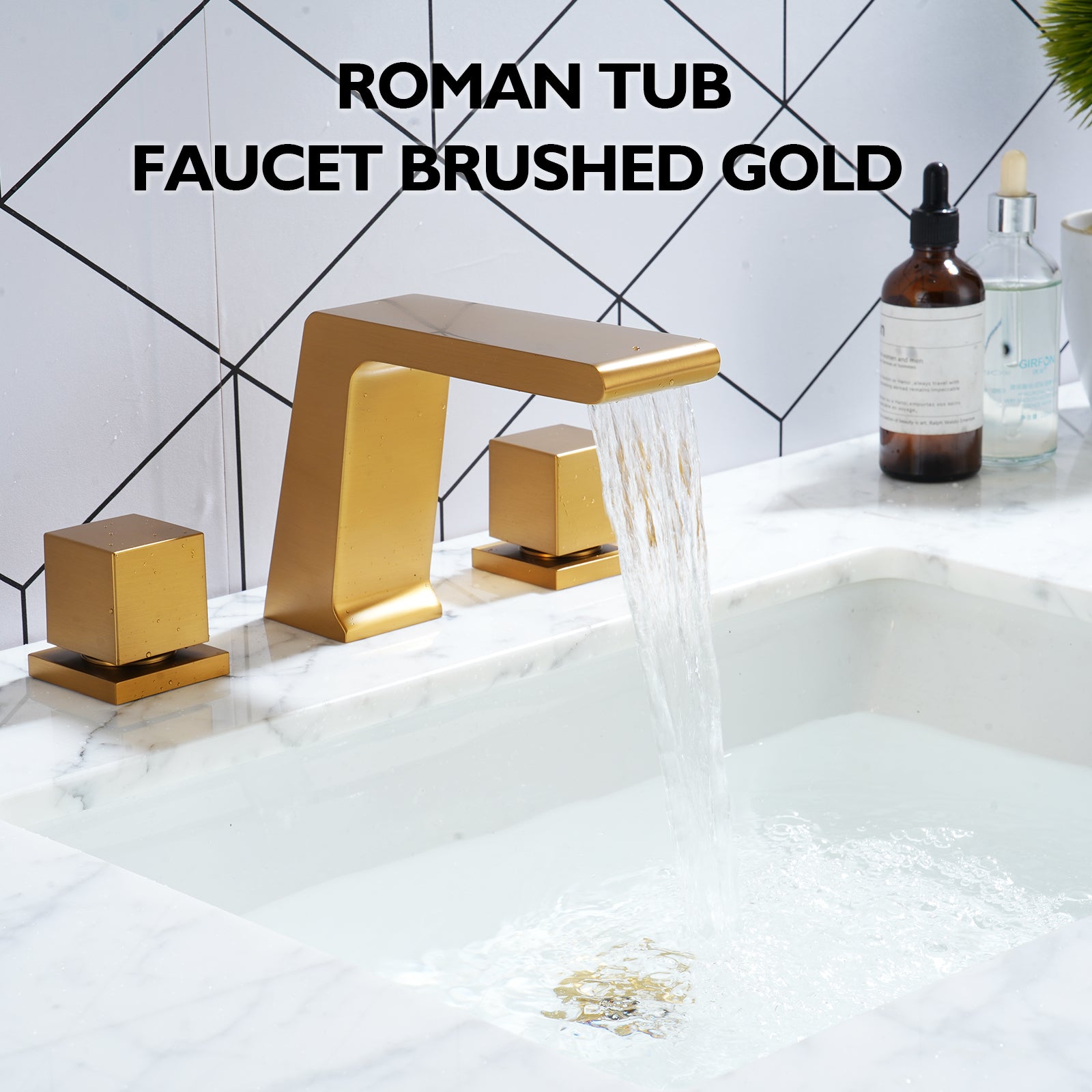3-Hole Deck-Mounted Waterfall Basin Faucet Bathroom Sink Faucet