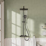 11.4*7.5" Thermostatic Rain Shower Faucet with Slide Bar in Matte Black