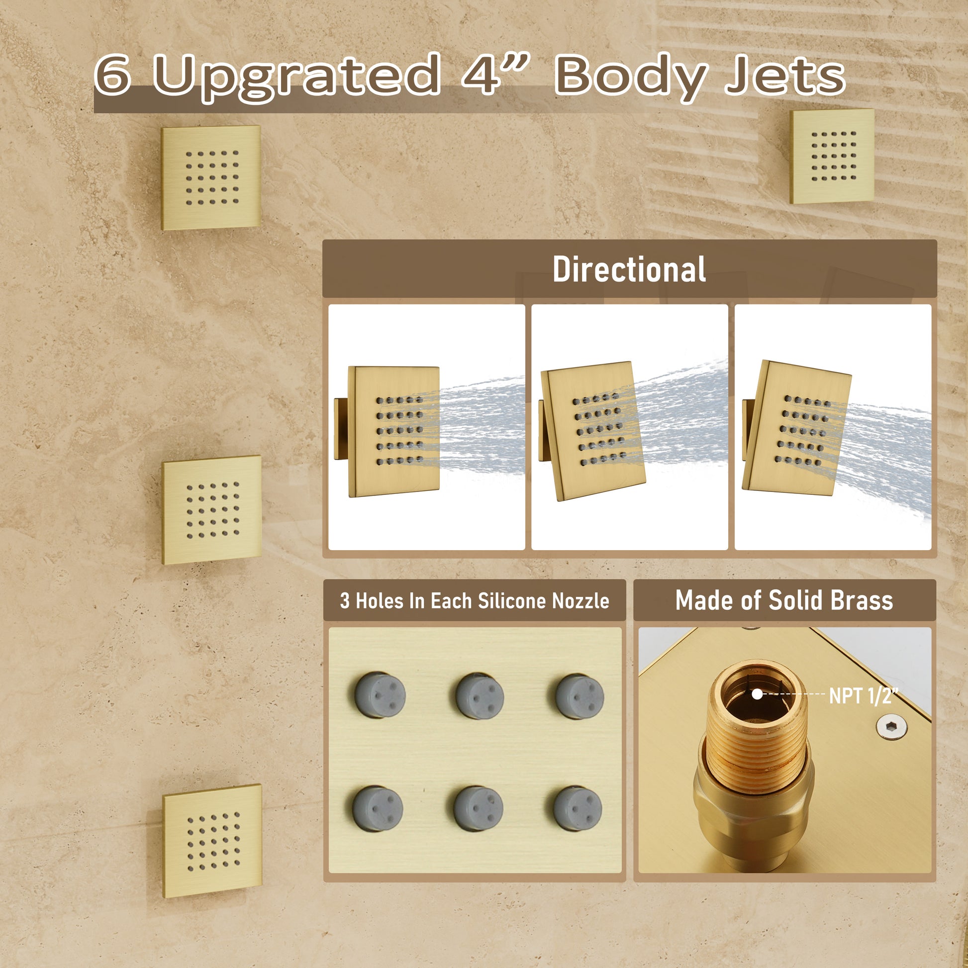 20*14 inch 5-Function Luxury Shower System with LED Lights and Slide Bar