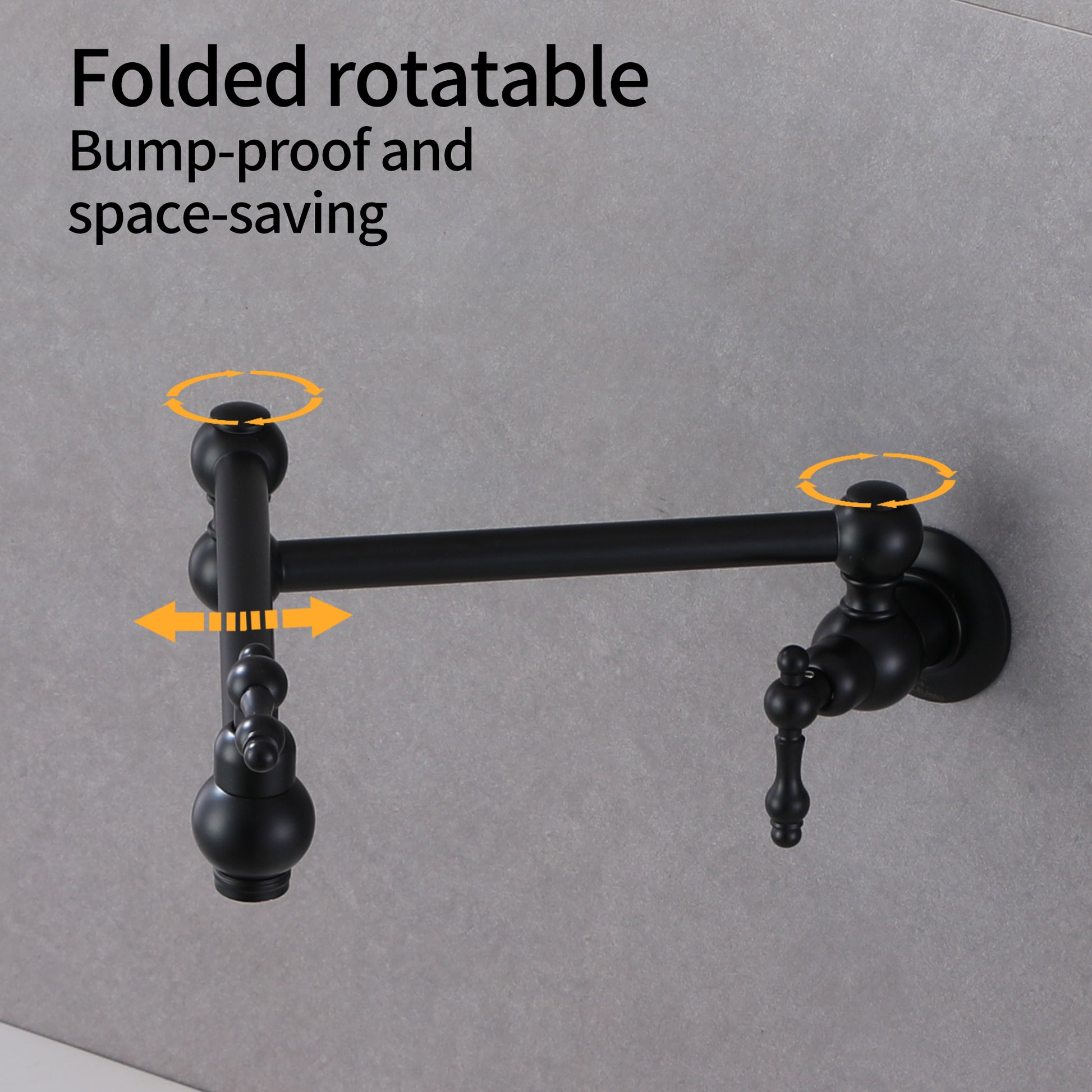 Wall Mounted Pot Filler Faucet with Double Handles, 360° Rotatable Folding Spout, Solid Brass Construction, Anti-Splash Aerator