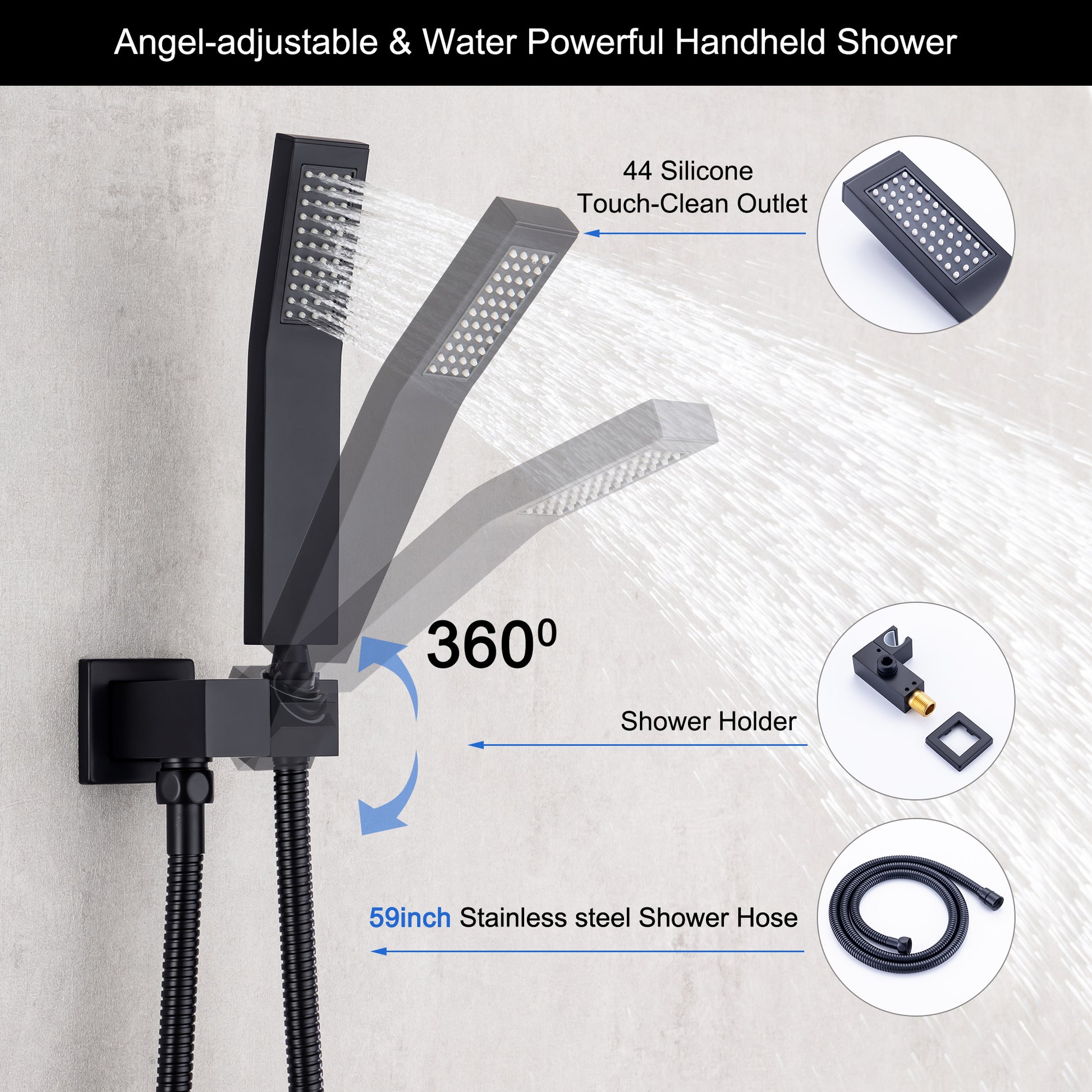 10-inch Wall-Mount Matte Black Shower System with Tub Filler