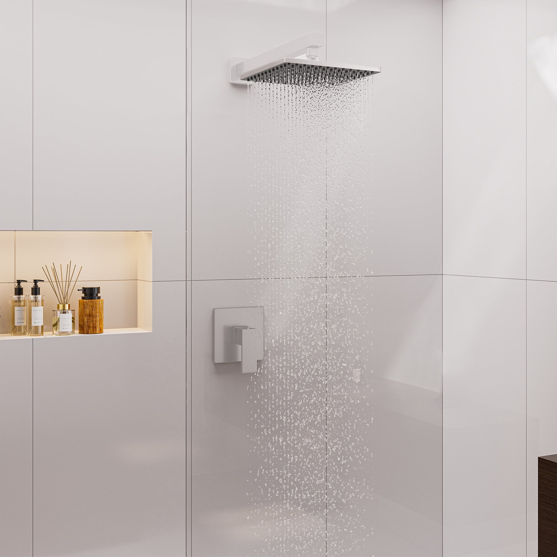 9-inch High Pressure Rainfall Shower Head ABS Square Showerhead