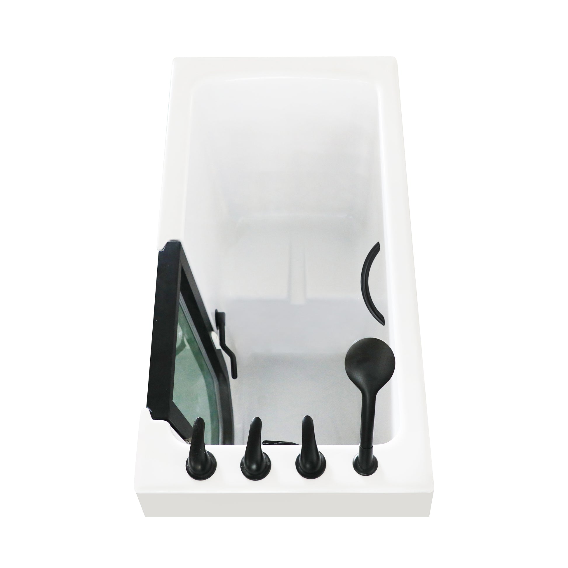 49" Glossy White Acrylic Walk-In Soaking Bathtub with High-Flow Faucet