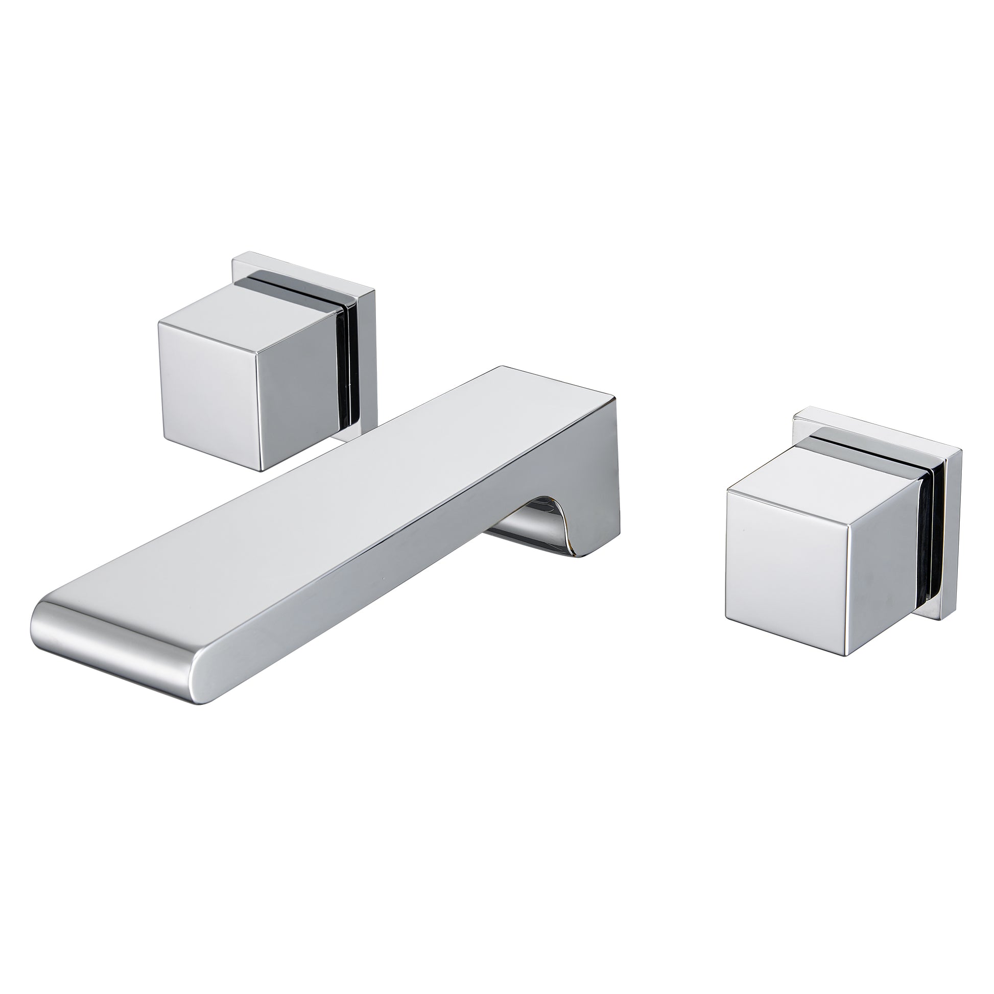 Wall-Mounted Waterfall Bathroom Basin Faucet in Brushed Rose Gold/Chrome