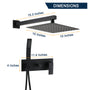 10" Wall-Mounted Shower System with Brass Handheld Spray in Matte Black