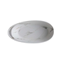 67" Luxury Freestanding Egg-Shaped Solid Surface Soaking Tub with Crescent Deck