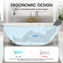 65" Freestanding Solid Surface Oval Bathtub in Marble Look Finish