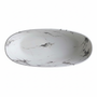 65" Freestanding Solid Surface Bathtub in Statuario White Marble Look with Ergonomic Backrest