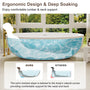 73" Matte White Solid Surface Freestanding Bathtub with Thick Rim Design