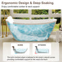 64" Matte White Faceted Solid Surface Freestanding Bathtub with Architectural Geometry